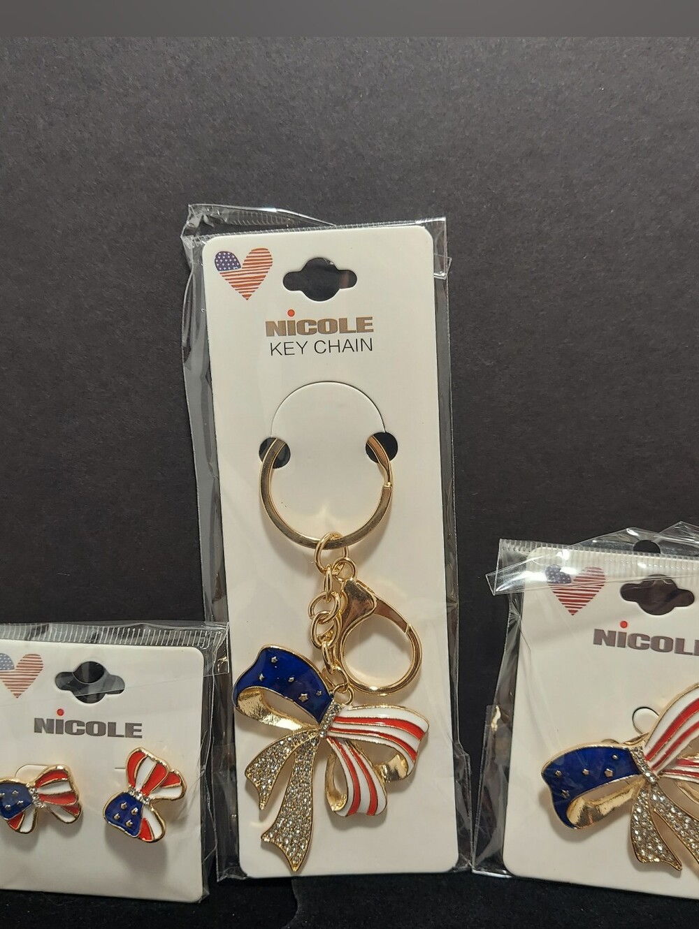 Gold-Tone Nicole Patriotic Bow Accessory Set # 1